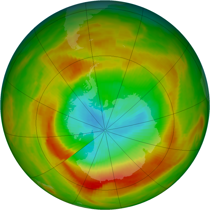 Antarctic ozone map for 31 October 1979
